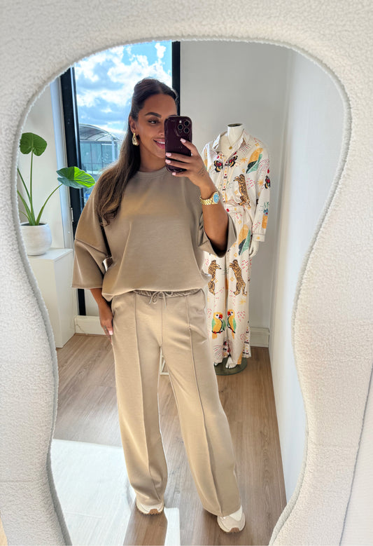 Brooklyn basic jogger set beige