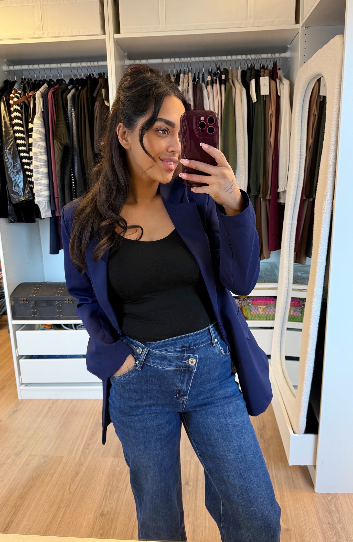 Jeans straight fit cross over wide leg