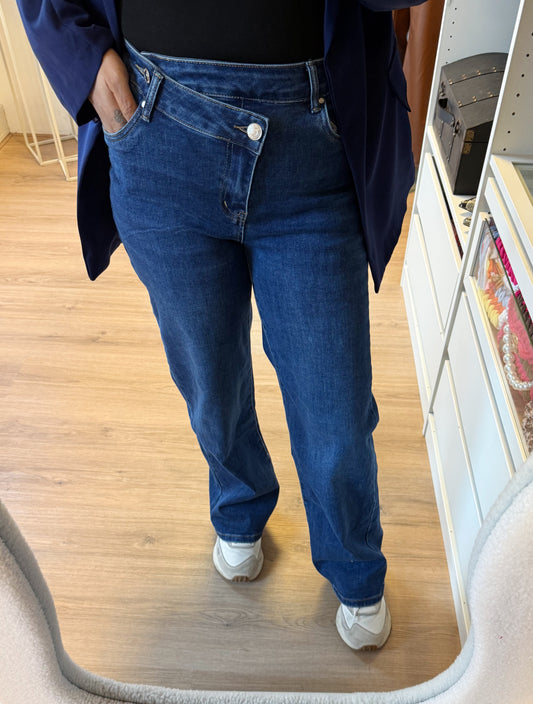 Jeans straight fit cross over wide leg
