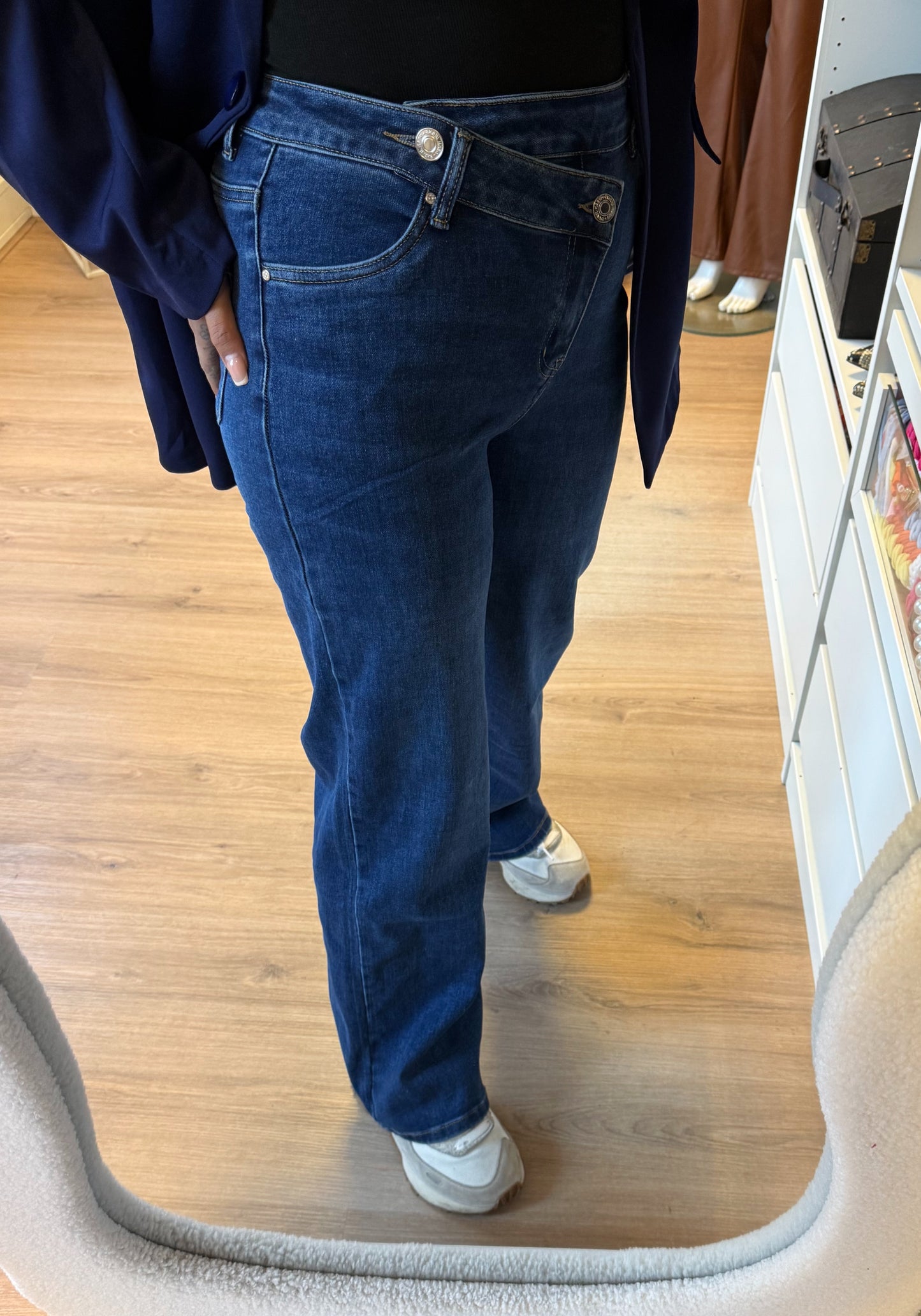 Jeans straight fit cross over wide leg