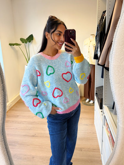 Heart sweater blue