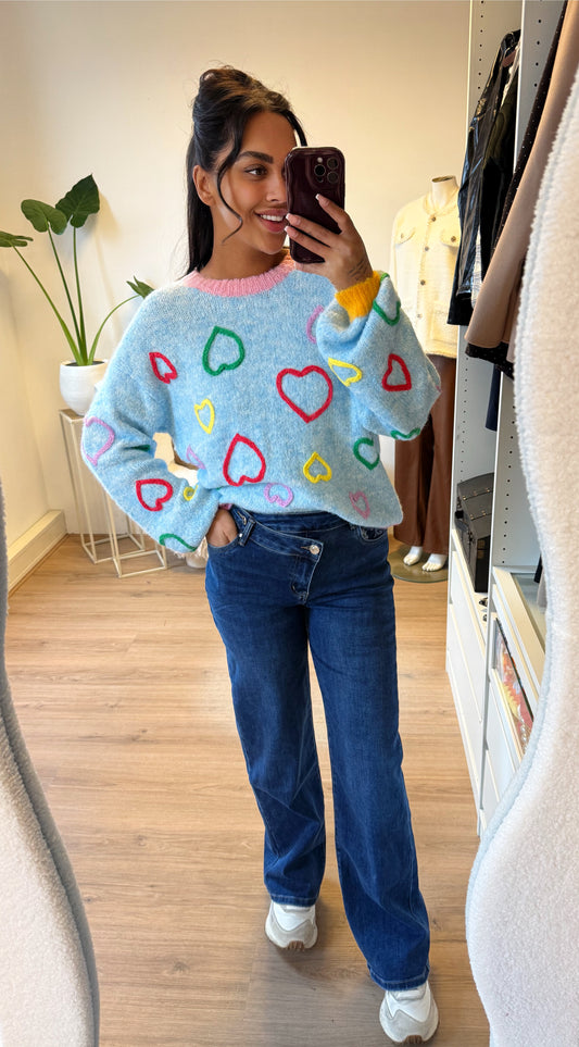Jeans straight fit cross over wide leg