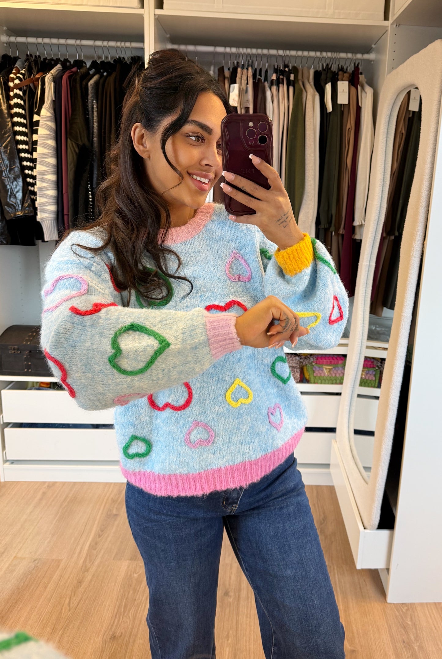 Heart sweater blue