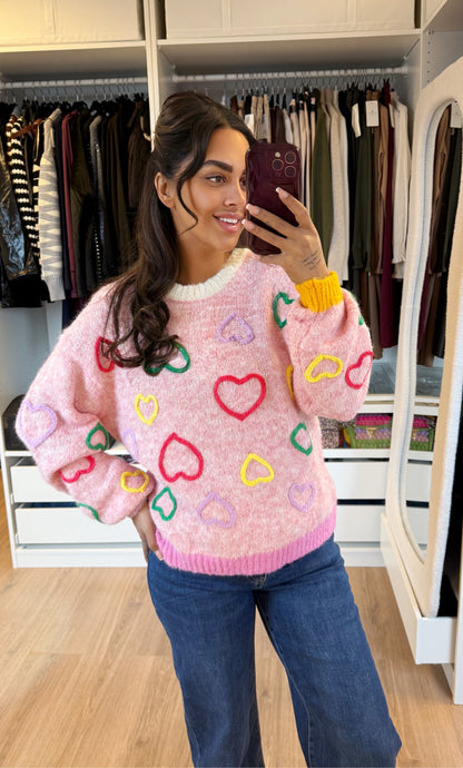 Heart sweater pink