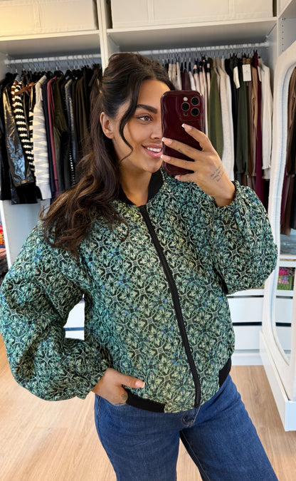 Jacquard jacket met glimmende accenten groen