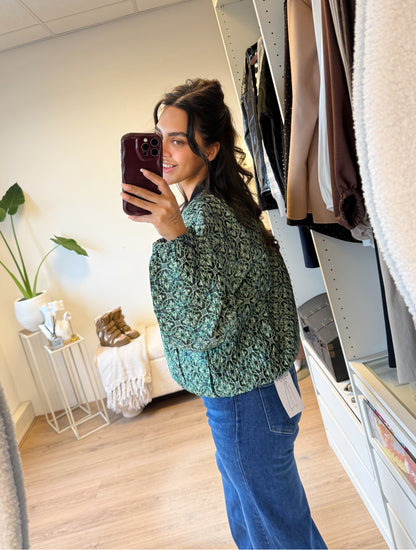 Jacquard jacket met glimmende accenten groen