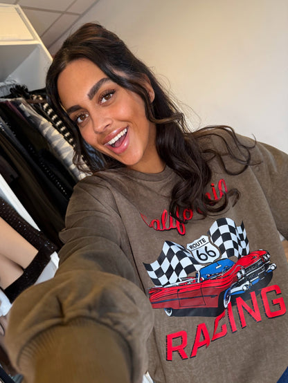 Sweater met race print groen