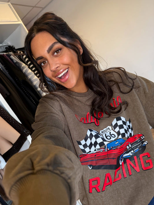 Sweater met race print groen