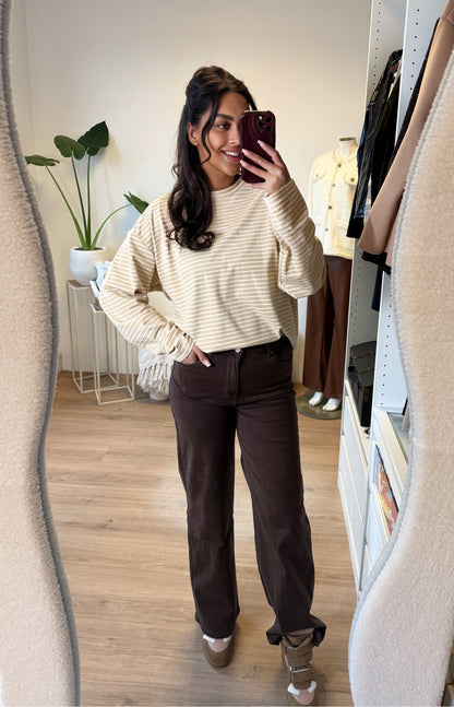 Jeans straight fit wide leg choco bruin