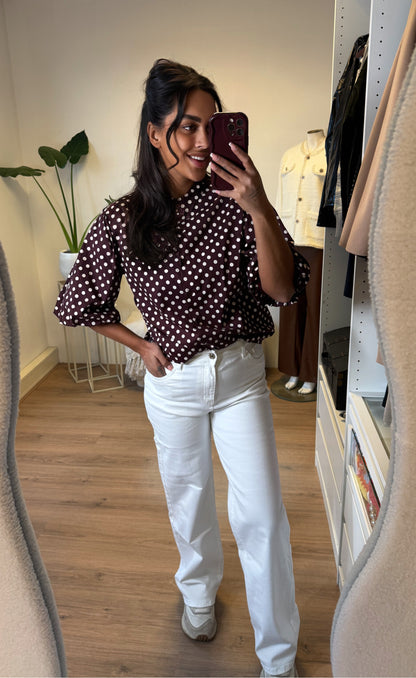 Jeans straight fit wide leg wit