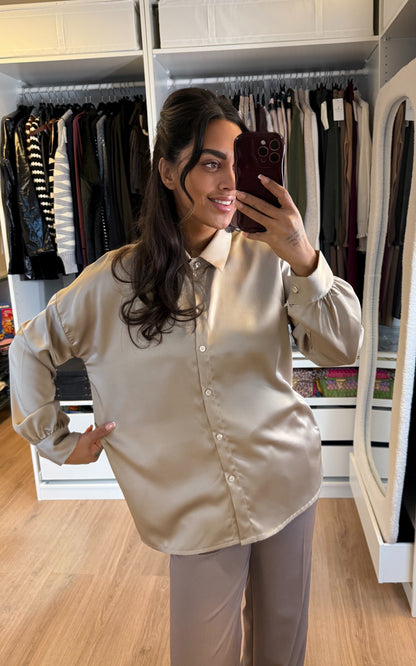 Satijnen blouse beige