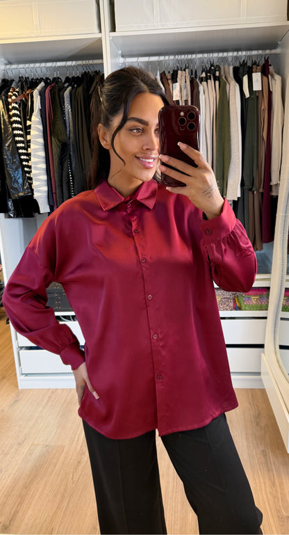 Satijnen blouse bordeaux
