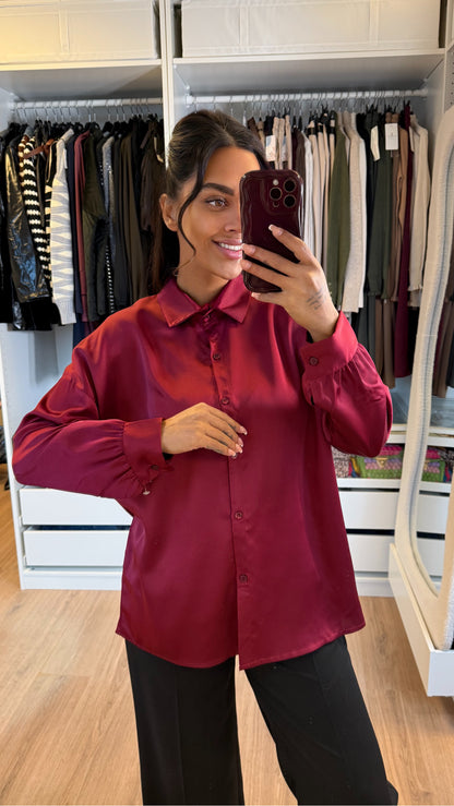 Satijnen blouse bordeaux