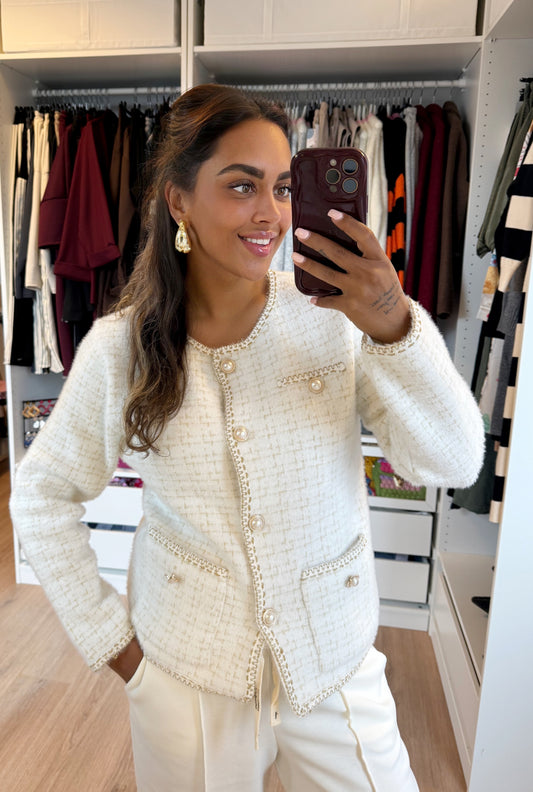 Eleonore elegant pearl vest offwhite