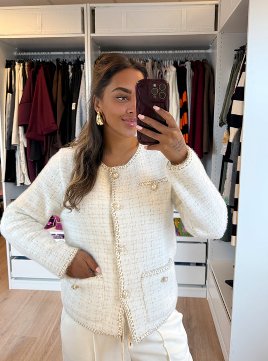 Eleonore elegant pearl vest offwhite