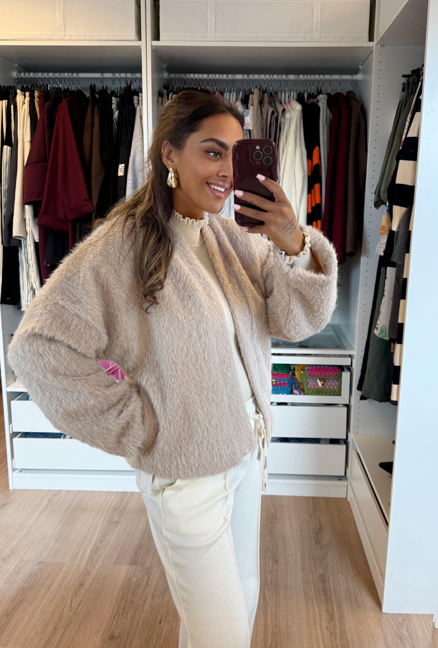 Noor soft faux fur jacket beige