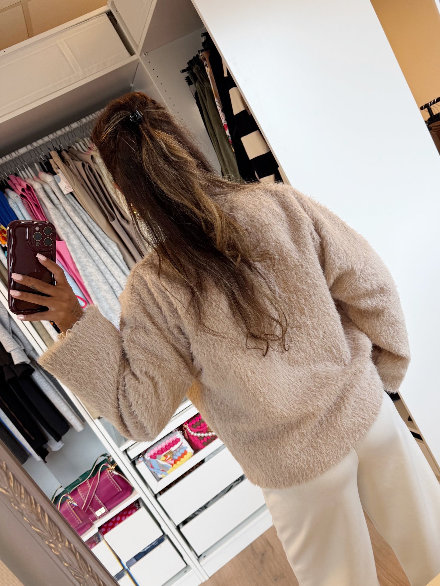 Noor soft faux fur jacket beige