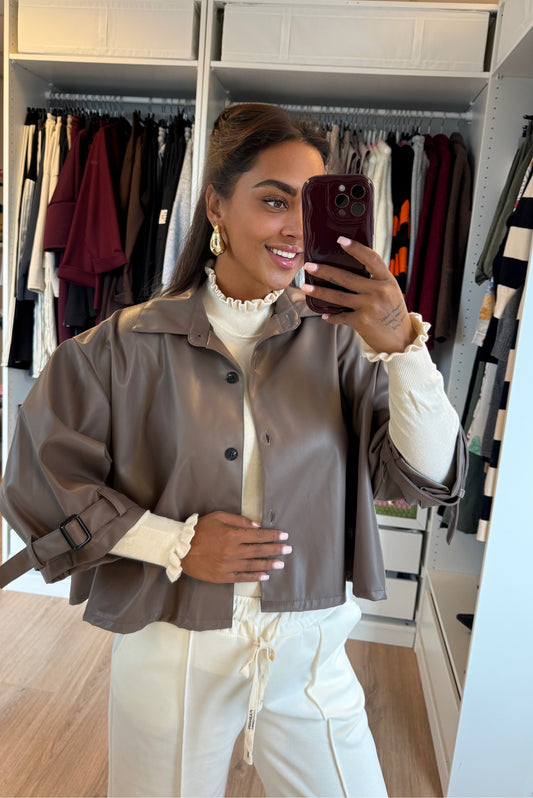 Loïse leatherlook trenchcoat taupe