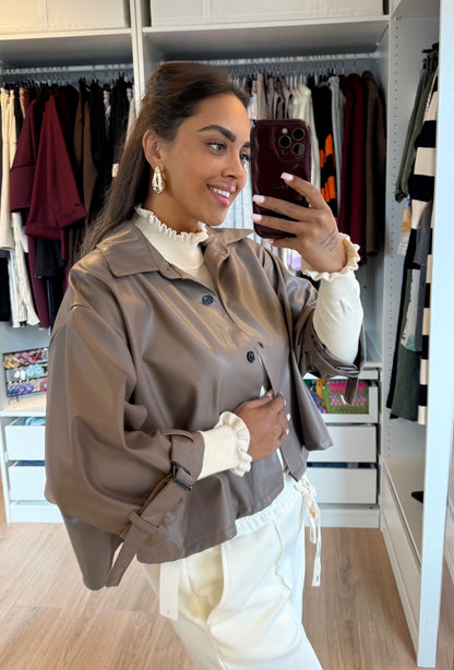 Loïse leatherlook trenchcoat taupe