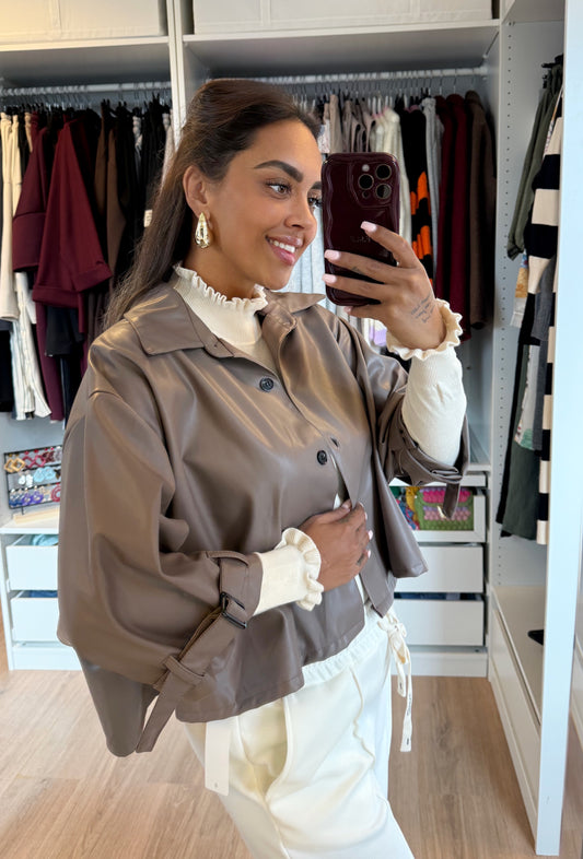 Loïse leatherlook trenchcoat taupe