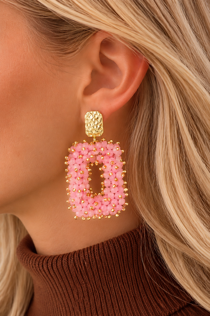 Glitter Nights Statement Earrings - Pink