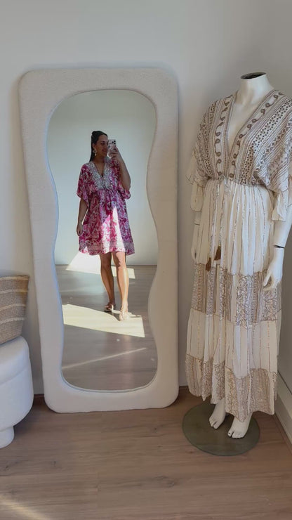 Boho dress dark pink & mint